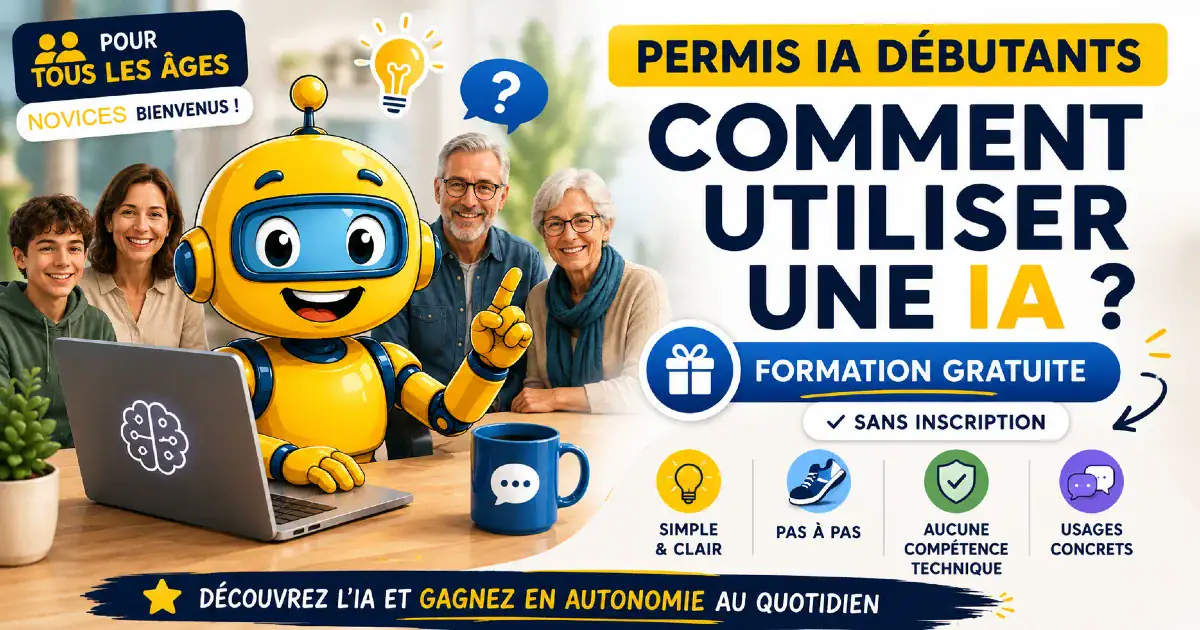 Présention de la formation Permis-IA Débutants pour apprendre comment utiliser une IA.