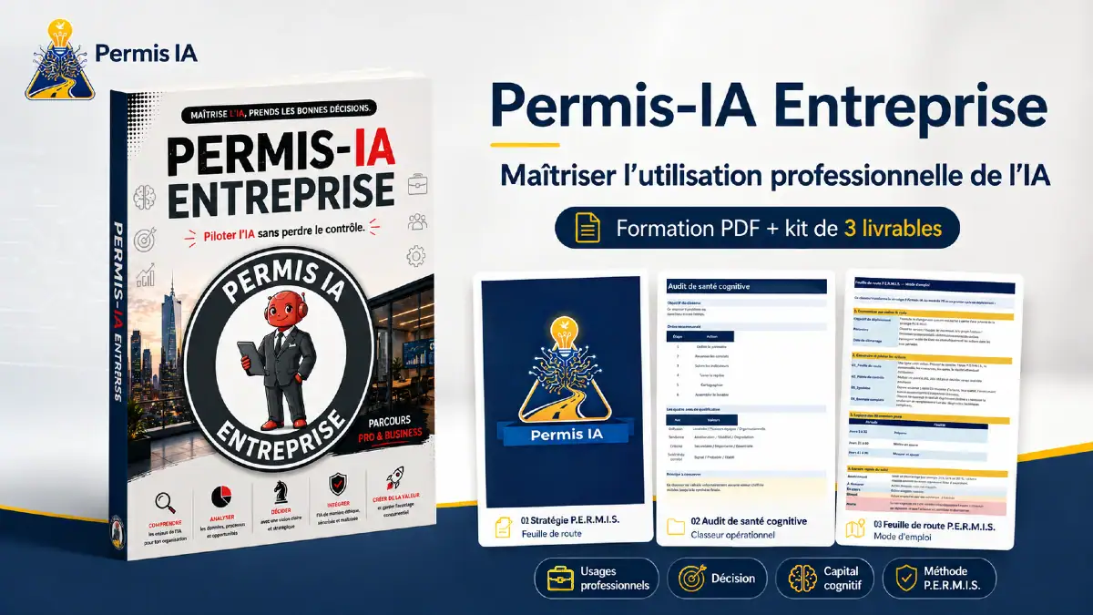 Couverture promotionnelle de la formation Permis-IA Entreprise pour maîtriser l’utilisation professionnelle de l’IA