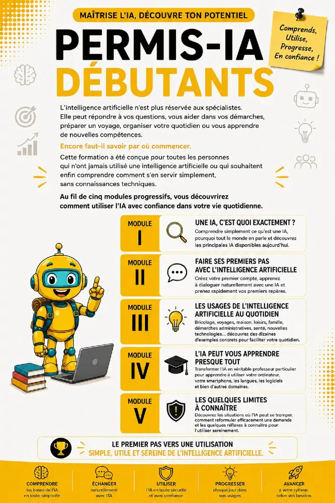 Dos de couverture de la formation gratuite Permis-IA Débutants : comment utiliser une IA ?