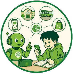 Icône Situations concrètes du Permis-IA Collège avec des usages quotidiens de l’intelligence artificielle