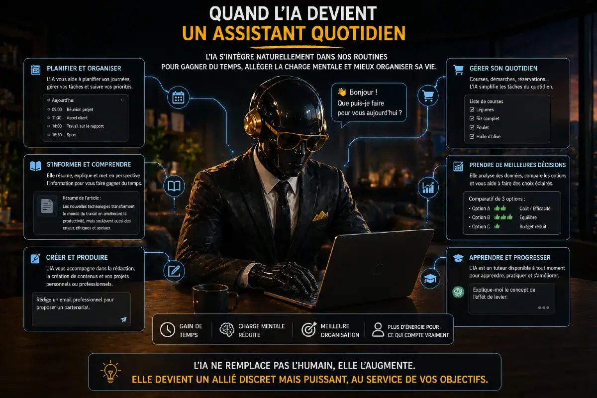 assistant intelligence artificielle quotidien organisation taches decisions vie adulte robot permis ia
