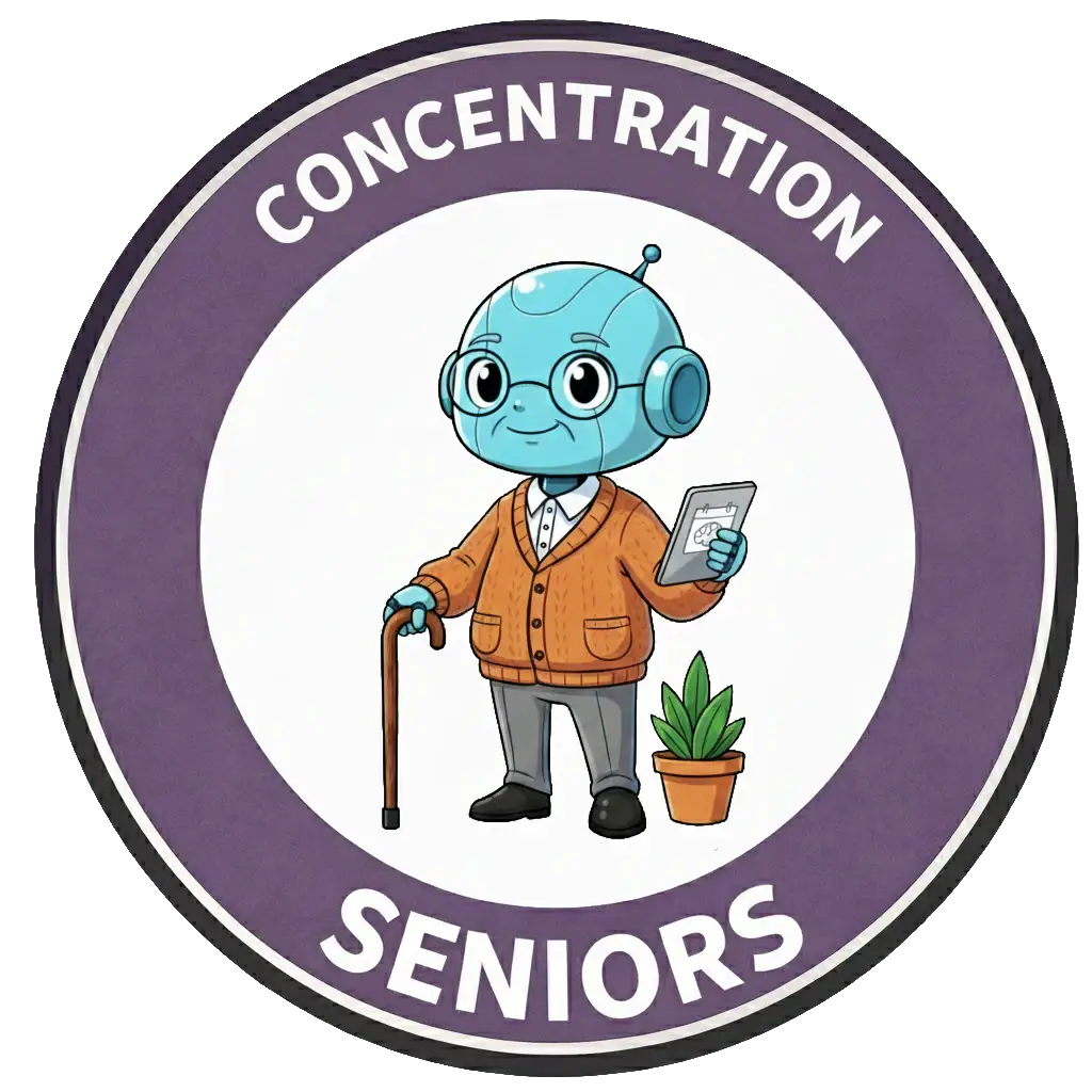 Panneau du domaine "Concentration" du Permis IA niveau seniors