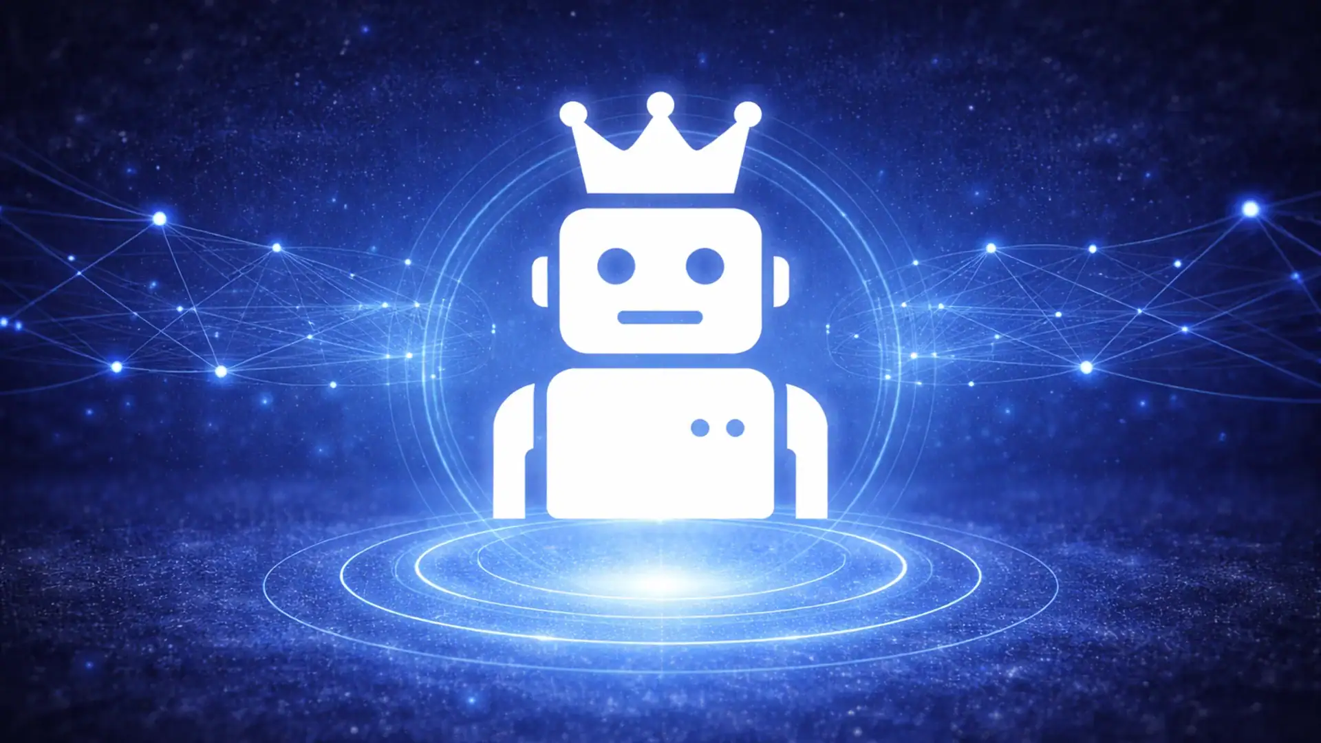 Robot avec une couronne, représentant la confiance excessive en l'IA, illustrant les risques liés à l’usage de l’intelligence artificielle.