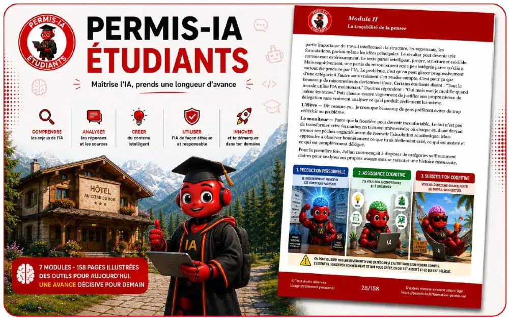 Permis-IA étudiants, guide pédagogique sur les risques de l'IA pour les jeunes.