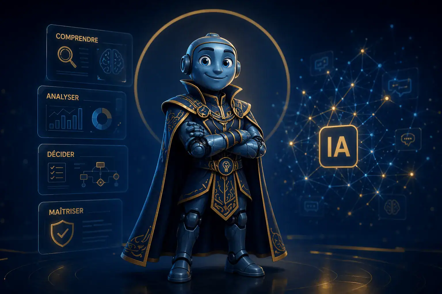 Robot expert représentant la maîtrise du raisonnement face à l’intelligence artificielle