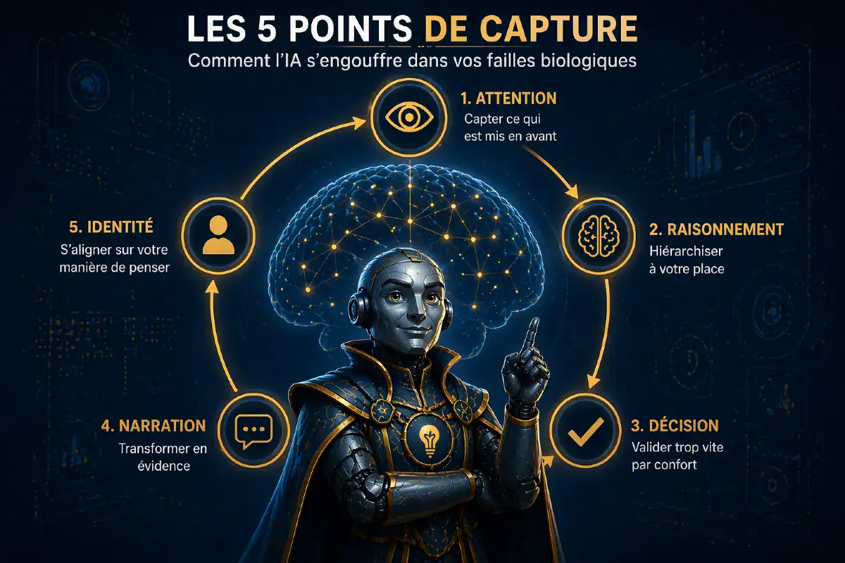 Les cinq points de capture cognitive utilisés par l’intelligence artificielle sur le raisonnement humain